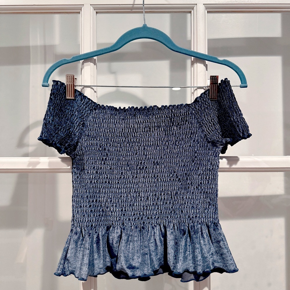 💙RIVER ISLAND💙Smocked off shoulder peplum spring date night top